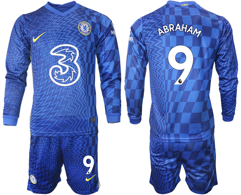 Men 2021-2022 Club Chelsea home blue Long Sleeve #9 Soccer Jersey